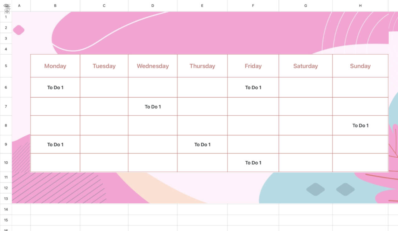 Weekly reminder sheet 1
